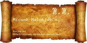 Micsek Malakiás névjegykártya